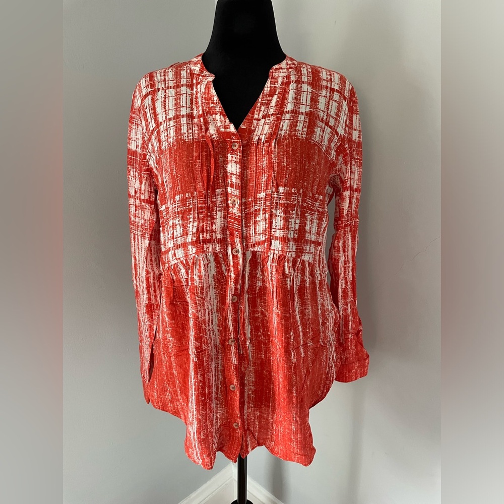 NWT Anthropologie Red White Maeve Shirt  - Size 14